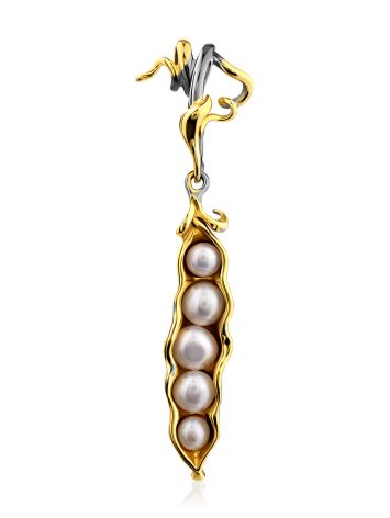 Pea Pod Silver Pearl Pendant, image 