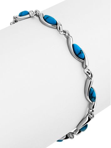 Refined Silver Reconstituted Turquoise Link Bracelet, image , picture 4