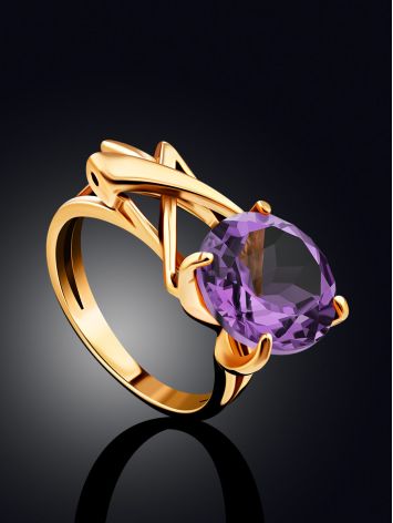 Lustrous Gilded Silver Amethyst Ring, Ring Size: 6.5 / 17, image , picture 2