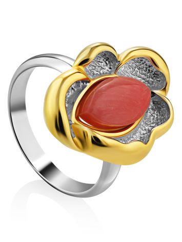 Floral Design Gilded Silver Coral Ring, Ring Size: 6.5 / 17, image 