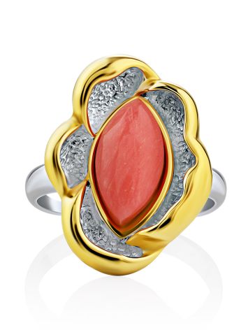 Floral Design Gilded Silver Coral Ring, Ring Size: 6.5 / 17, image , picture 4