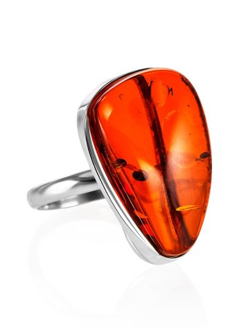 Amazing Handcrafted Amber Ring In Sterling Silver The Lagoon, Ring Size: 7 / 17.5, image 