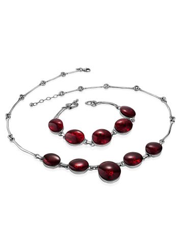 Red Amber Statement Necklace The Sangria, image , picture 4