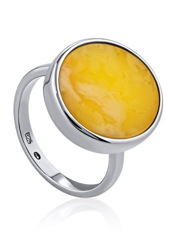 Minimalist Design Silver Amber Ring The Palazzo, Ring Size: 7 / 17.5, image 