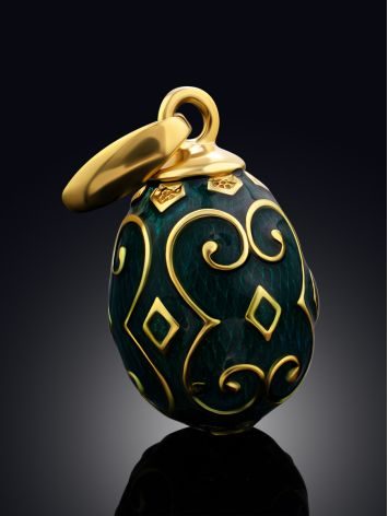 Glossy Gilded Silver Enamel Egg Pendant The Romanov, image , picture 2