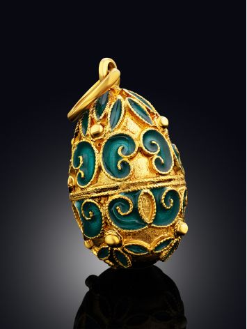 Designer Gilded Silver Enamel Egg Shaped Pendant The Romanov, image , picture 2