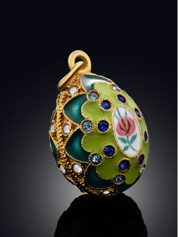 Gilded Silver Green Enamel Egg Pendant The Romanov, image , picture 2