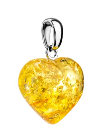 Glossy Lemon Amber Heart Pendant, image , picture 3