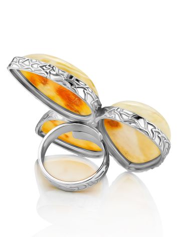 Designer Silver Amber Ring The Bella Terra, Ring Size: Adjustable, image , picture 4