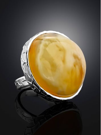 Boho Chic Style  Silver Amber Cocktail Ring The Bella Terra, Ring Size: Adjustable, image , picture 2