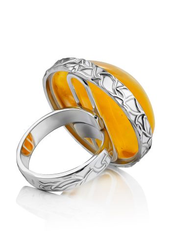 Boho Chic Style  Silver Amber Cocktail Ring The Bella Terra, Ring Size: Adjustable, image , picture 3
