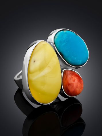 Exclusive Multi Stone Cocktail Ring The Bella Terra, Ring Size: Adjustable, image , picture 2