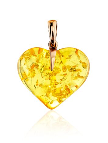 Luminous Lemon Amber Heart Pendant, image 