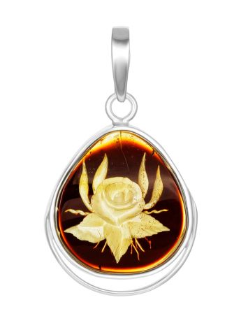 Vintage Style Silver Amber Pendant The Nymph, image 
