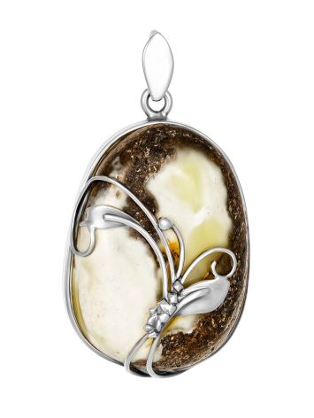 Butterfly Motif Silver Amber Pendant The Rialto, image 