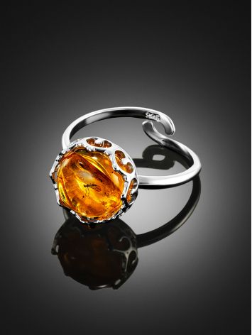 Amber With Fossil Midge Adjustable Ring The Clio, Ring Size: Adjustable, image , picture 3