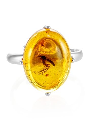 Stylish Amber With Fossil Mosquito Ring The Clio, Ring Size: Adjustable, image , picture 3