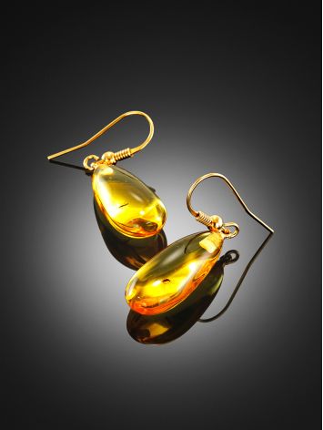Boho Style Amber With Fossil Insects Drop Earrings The Clio, image , picture 2