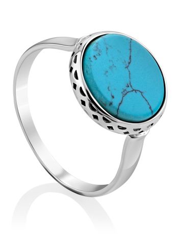 Chic Silver Turquoise Ring, Ring Size: 8.5 / 18.5, image 