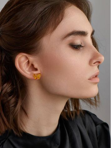 Chic Bow Motif Amber Stud Earrings, image , picture 3