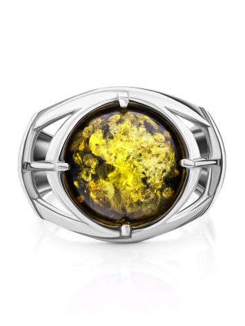Statement Men's Ring With Green Amber In Sterling Silver The Cesar, Ring Size: 8.5 / 18.5, image , picture 3