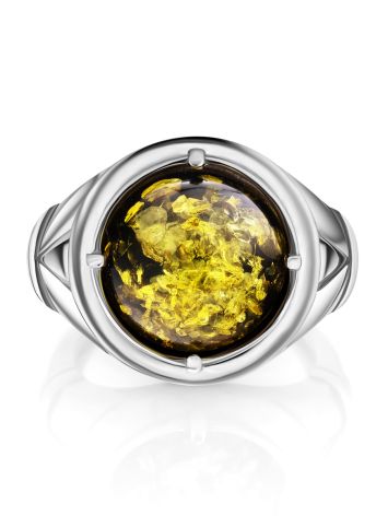 Bold Green Amber Men's Ring In Sterling Silver The Cesar, Ring Size: 9.5 / 19.5, image , picture 4