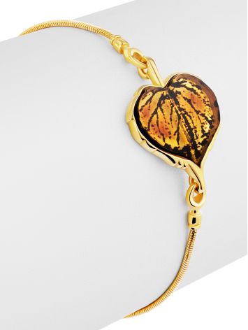 Leaf Motif Gilded Silver Amber Slider Bracelet, image , picture 3