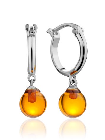 Classy Silver Hoop Earrings With Amber Dangles The Palazzo, image 