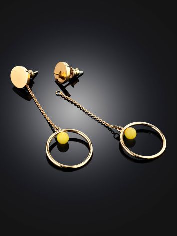 Refined Gilded Silver Chain Earrings With Natural Amber The Palazzo, image , picture 2