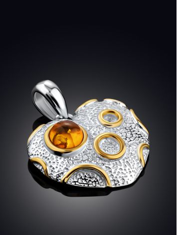 Textured Heart-Shaped Pendant With Amber, image , picture 2