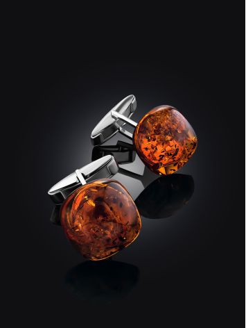Silver Cufflinks With Cognac Amber The Copenhagen, image , picture 2