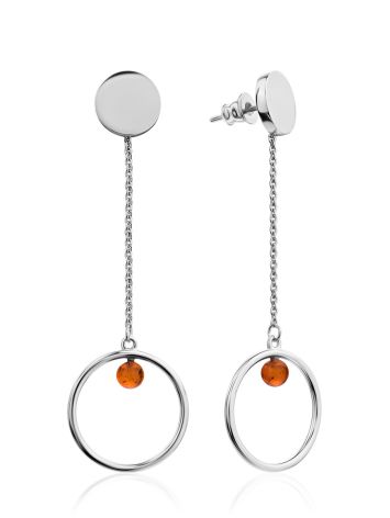 Stylish Silver Chain Earrings With Amber The Palazzo, image 