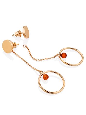 Refined Rose Gold-Plated Silver Chain Earrings With Amber The Palazzo, image , picture 3