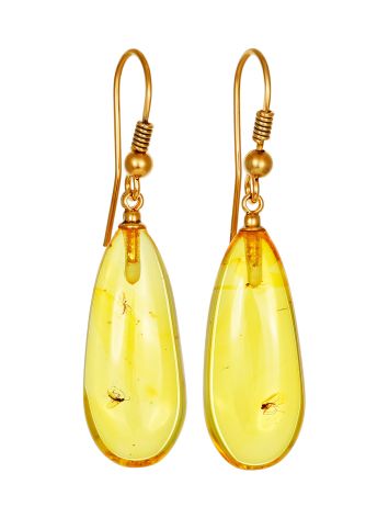 Boho Style Amber With Fossil Insects Drop Earrings The Clio, image 