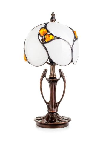 Cognac Amber Table Lamp With Brass, image 