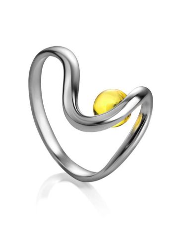 Lemon Amber Ring In Sterling Silver The Leia, Ring Size: 5.5 / 16, image 