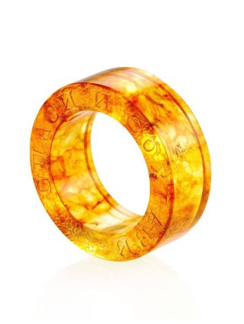 Engraved Amber Band Ring The Magma, Ring Size: 6.5 / 17, image 
