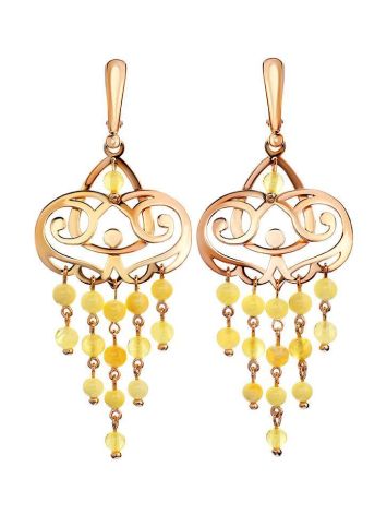 Honey Amber Chandelier Earrings In Gold-Plated Silver The Siesta, image 