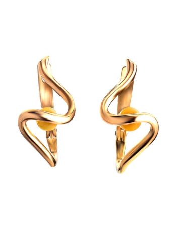 Honey Amber Earrings In Gold-Plated Silver The Leia, image 