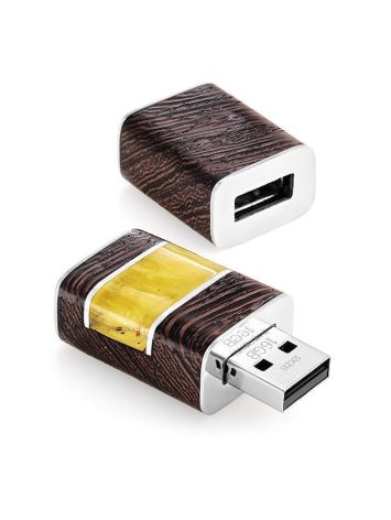 16 Gb Wenge Wood Flash Drive With Honey Amber The Indonesia, image 