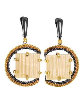 Square Cut Mammoth Tusk Earrings In Gold-Plated Silver The Era, image 