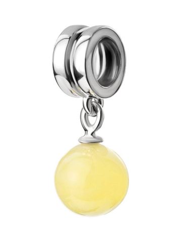Sterling Silver Charm With Little Round Amber Pendant, image 