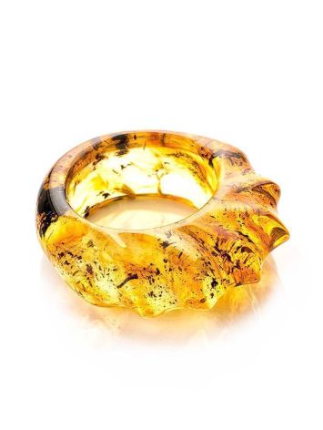 Handcrafted Carved Amber Band Ring The Magma, image 