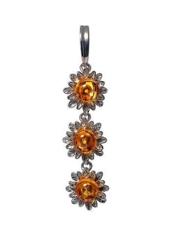Long Amber Pendant In Sterling Silver The Aster, image 