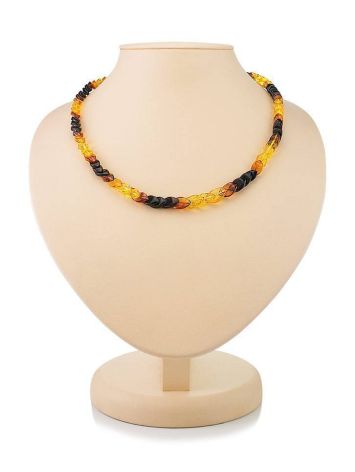 Color Gradient Two-Toned Amber Beaded Necklace, image 