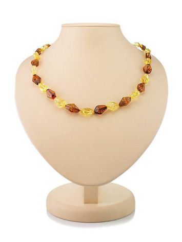 Two-Toned Faceted Amber Beaded Necklace, image 
