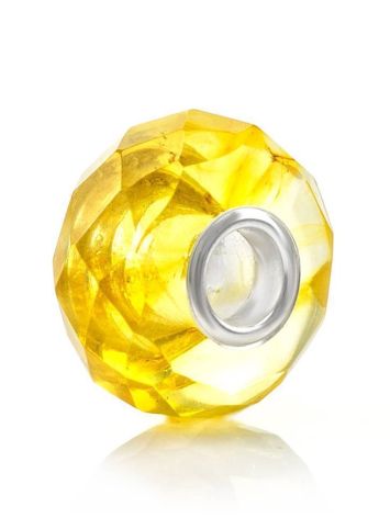 Faceted Lemon Amber Ball Charm, image 