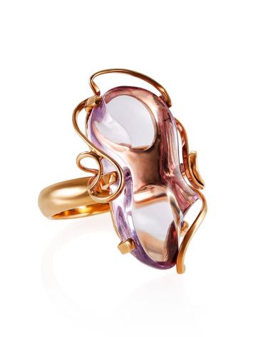 Silver Adjustable Cocktail Ring With Synthetic Amethyst The Serenade, Ring Size: Adjustable, image 