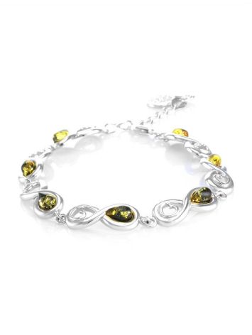 Green Amber Link Bracelet In Sterling Silver The Amour, image 