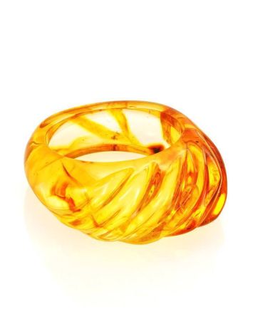 Unique Carved Amber Ring The Magma, image 